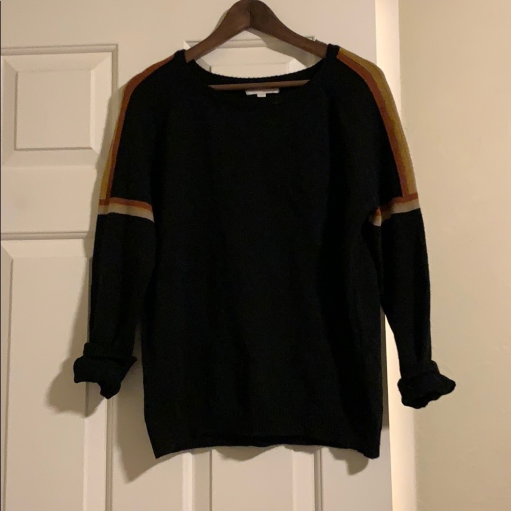 vintage new sweater black orange yellow stripe